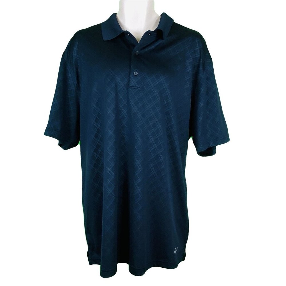 Mens Greg Norman Play Dry XXL Black Diamond Pattern Short Sleeve Golf Polo Shirt